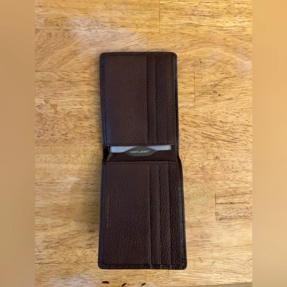 Stafford full grain leather bifold wallet removable pass case card